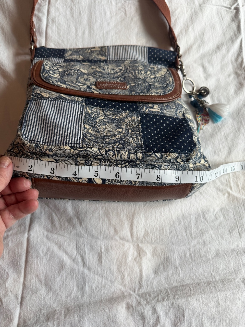 Sakroots Navy and Brown Floral Patchwork Crossbody - Picture 5 of 10